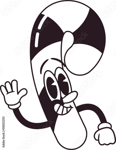 Candy cane retro black-and-white character