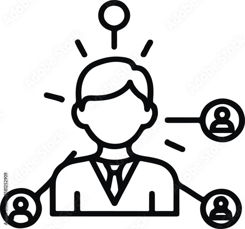 Employee recruitment and head hunting editable stroke outline icon isolated on white background flat vector illustration  
