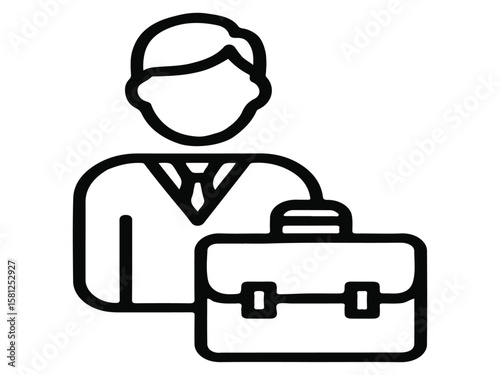 Employee recruitment and head hunting editable stroke outline icon isolated on white background flat vector illustration  