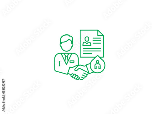 Employee recruitment and head hunting editable stroke outline icon isolated on white background flat vector illustration  