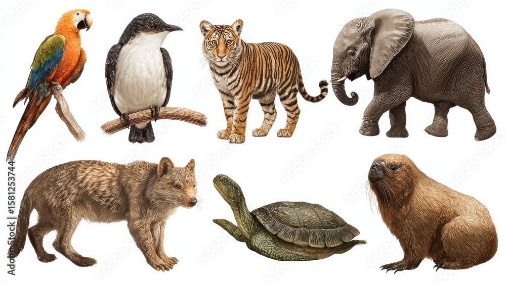Obraz premium Wildlife animal png cut out element set