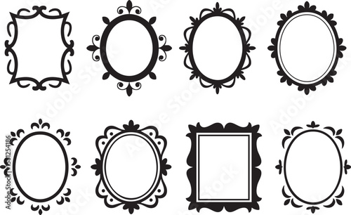 Collection of ornate decorative frames in a classic silhouette style