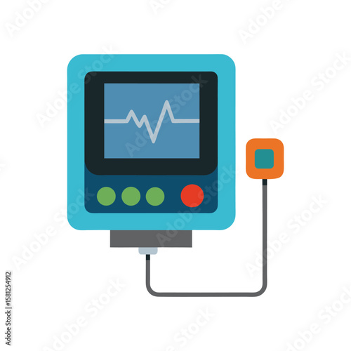 Medical Monitor with Heart Rate Display and Pulse Oximeter on white background