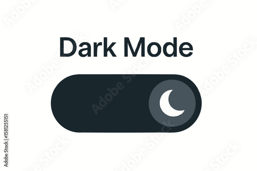 Flat vector user interface with “Dark Mode” toggle on, design trend, isolated on white