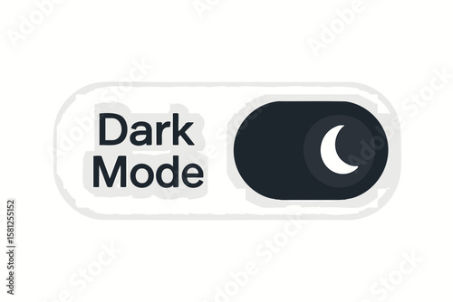 Flat vector user interface with “Dark Mode” toggle on, design trend, isolated on white