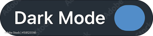 Flat vector user interface with “Dark Mode” toggle on, design trend, isolated on white