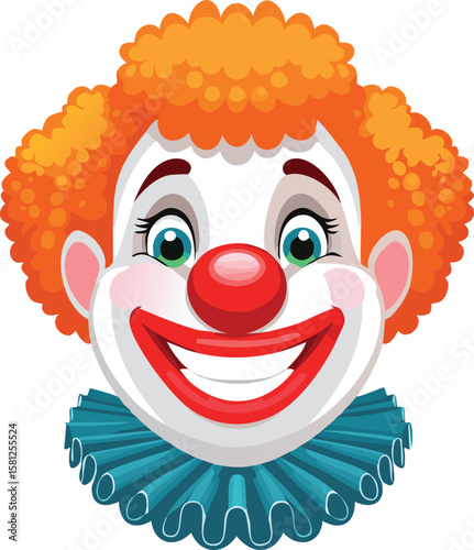 Happy Clown Face with Big Grin and Red Nose Illustration