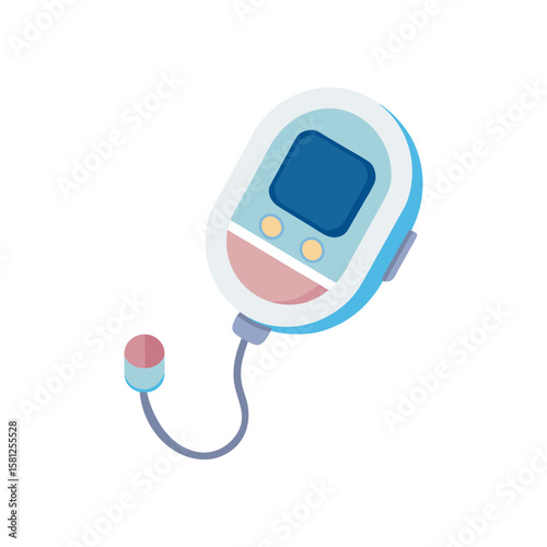 Cartoon Digital Blood Glucose Meter on white background
