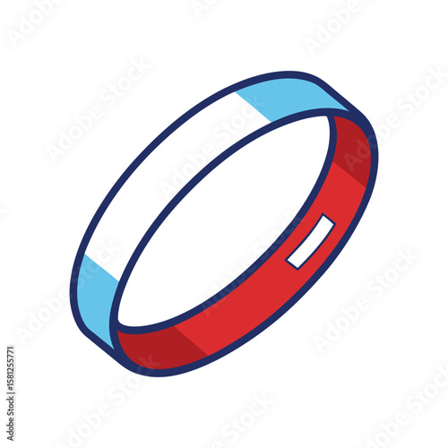 Three Colored Wristband Illustration with Blue White and Red on white background