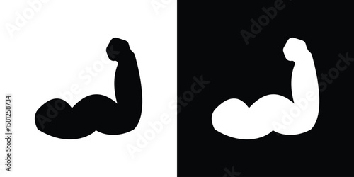 Strong arm icon symbol. Simple, flat design for and apps