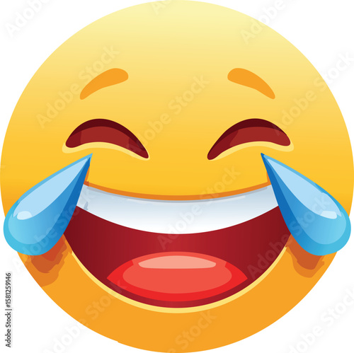 Side-Tilted Cry-Laugh Emoji Showing Extreme Laughter Illustration