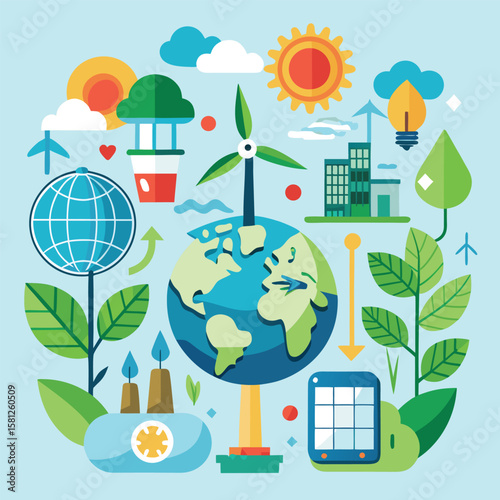 Sustainable energy sources and green initiatives promoting environmental conservation and protection