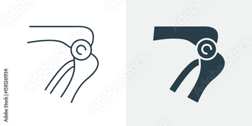 Human Knee Joint icon Vector - Orthopedic Health Symbol and Bone Structure outline and solid illustration