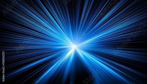 intense blue light burst on black background
