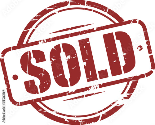 Red Grunge SOLD Stamp Icon for Real Estate and E-Commerce Use