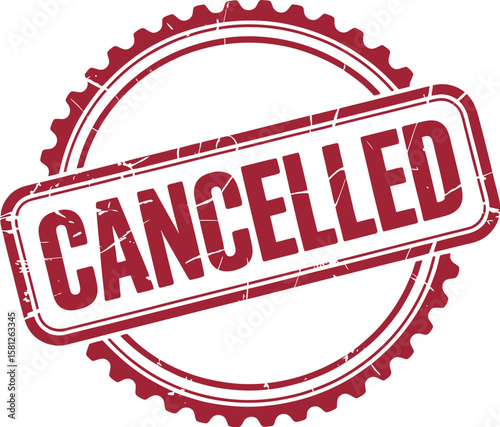 Red Grunge Style "Cancelled" Rubber Stamp Icon Isolated on White Background