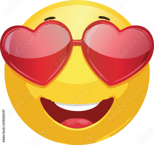 Emoji Face with Heart Eyes Showing Love and Adoration Illustration