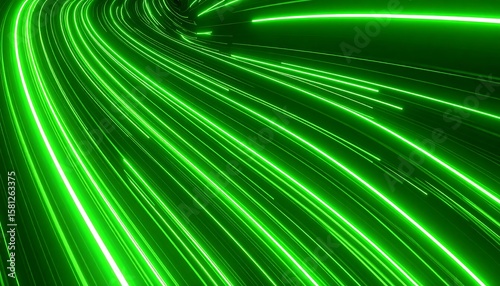 Abstract swirling green lines