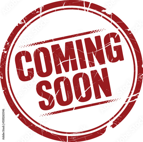 Red Coming Soon Stamp Seal Icon for Announcement and Promotion