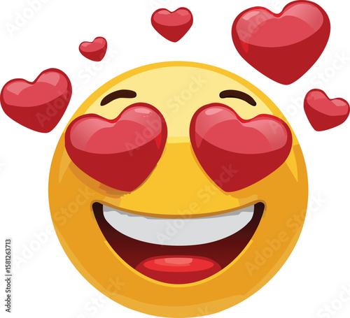 Emoji Face with Heart Eyes Showing Love and Adoration Illustration
