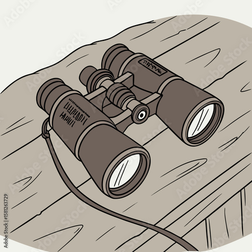 old binoculars on white background