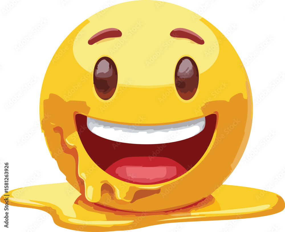 Fototapeta premium Trendy Melting Emoji Face with Playful Expression Illustration