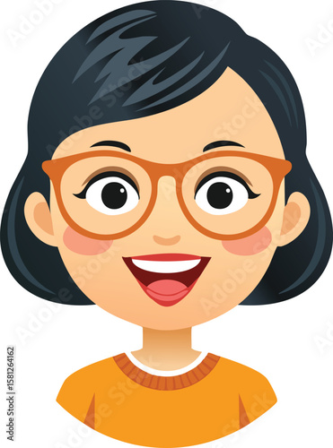 Nerd Emoji Face with Big Glasses and Buck Teeth Illustration