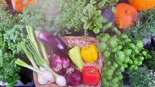green leafy vegetables and various vegetables at the grocery store
