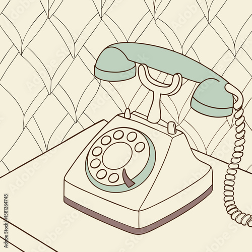 retro telephone on wooden table