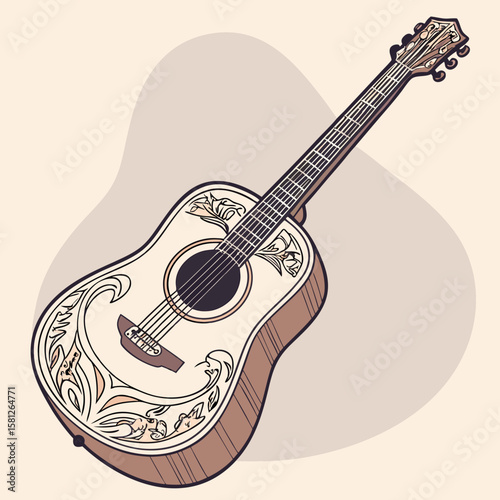 acoustic guitar isolated on white