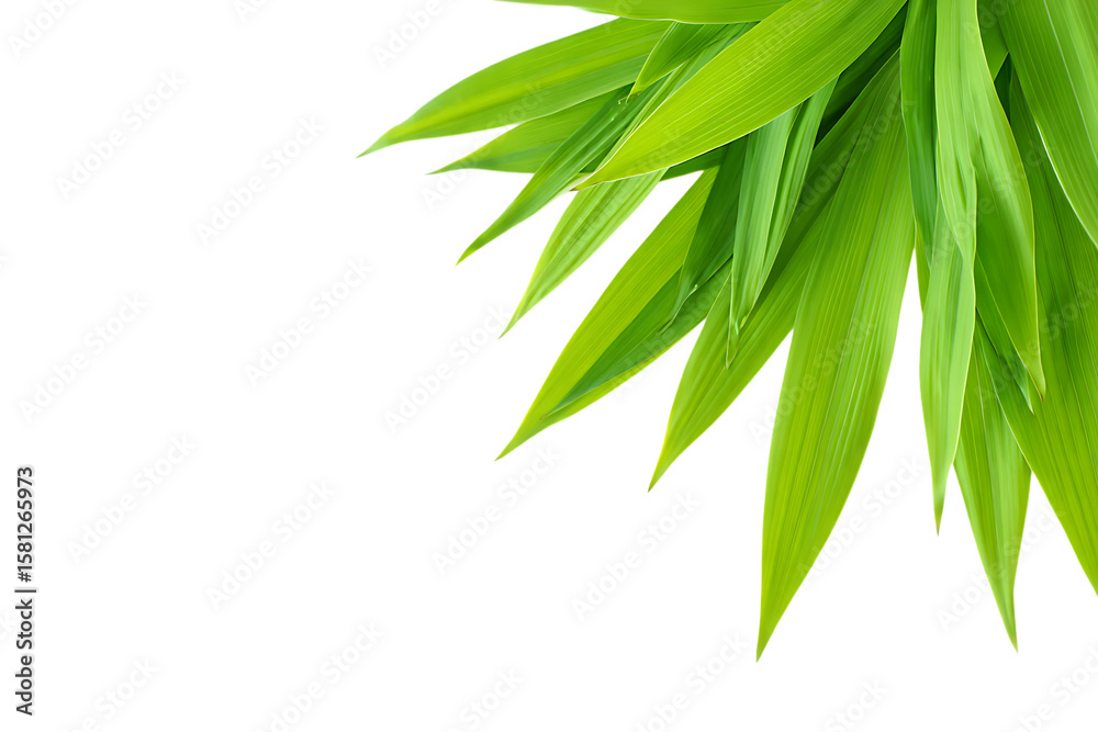 Fototapeta premium Vibrant green leaves with sharp points against a stark black background