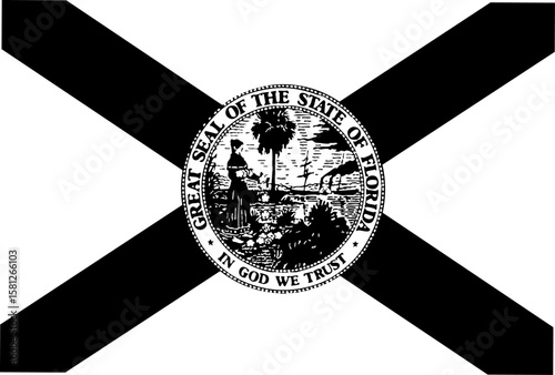 Florida Flag in black and white