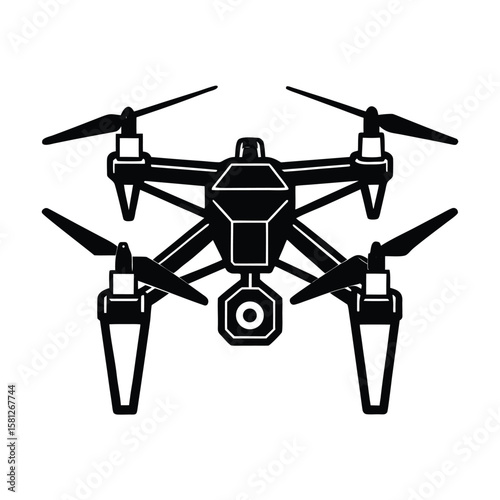 black and white vector illustration of a drone 