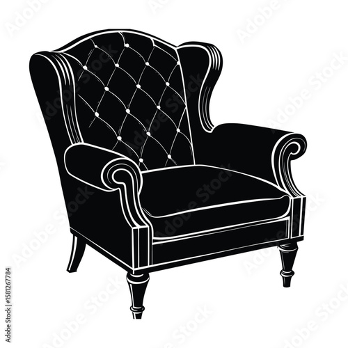 black leather sofa vector illustration