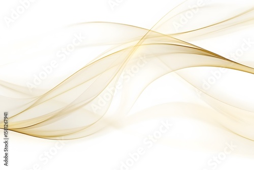 Delicate curved waves in light gold on white background with soft lighting.