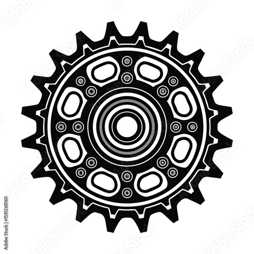 black and white gears vector illustration