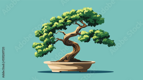 vector bonsai tree in pot .Generative AI