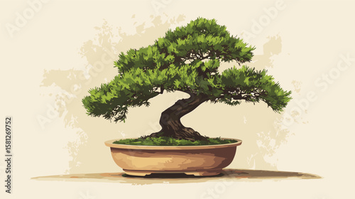 vector bonsai tree in pot .Generative AI