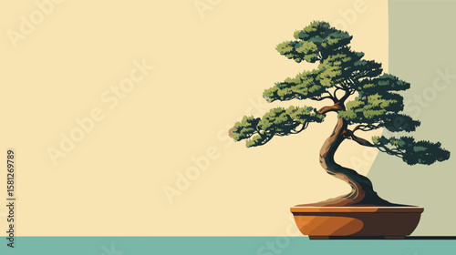 vector bonsai tree in pot .Generative AI