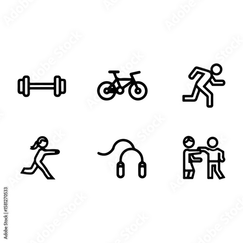 "Healthy Lifestyle Vector Icons – Fitness, Wellness & Monitoring"