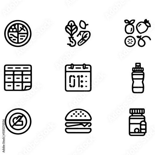"Healthy Lifestyle Vector Icons – Fitness, Wellness & Monitoring"
