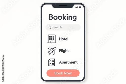 Mobile booking app for hotel, flight, and apartment reservations