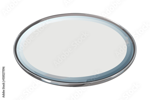 Isolated oval mirror with chrome frame for bathroom or bedroom wall decor use