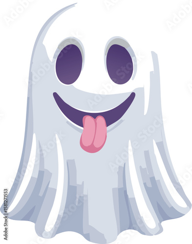 Playful Ghost Face with Tongue Out Cartoon Illustration