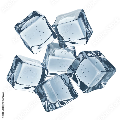 Refreshing cold ice cubes for drinks and summer cooling concept design isolated on transparent background