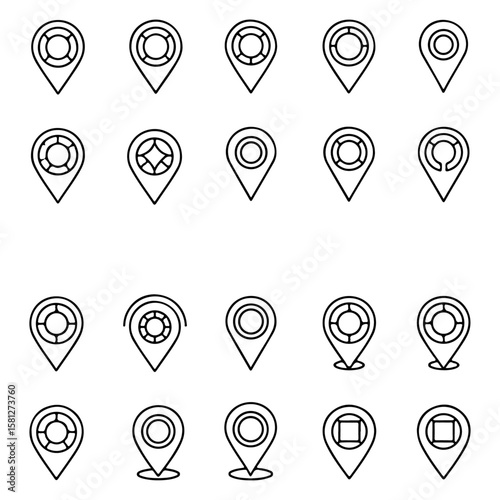 Vector Line Art: Map & Navigation Icon Collection