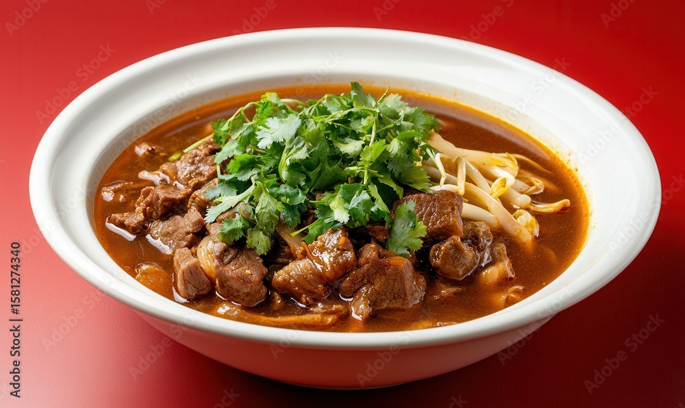 Hearty Khash soup served with fresh herbs and bean sprouts Hearty Khash soup served with fresh herbs and bean sprouts