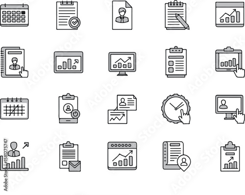 Operation management and business administration editable stroke outline icons set isolated on white background flat vector illustration. Pixel perfect (6)