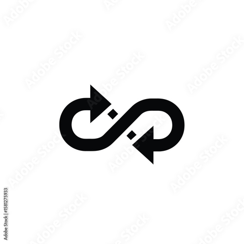 Interlocking arrows forming an infinity symbol, representing continuous cyclical process.
