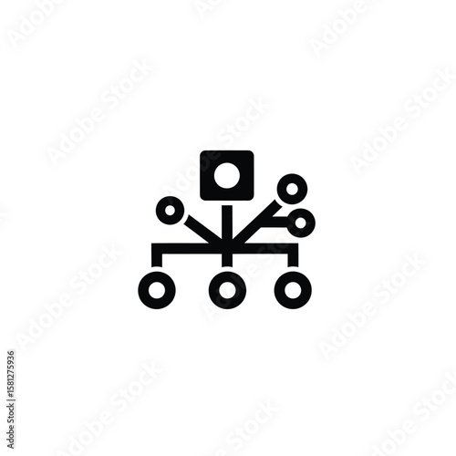 Hierarchical network diagram illustrating data connections and a central processing unit.